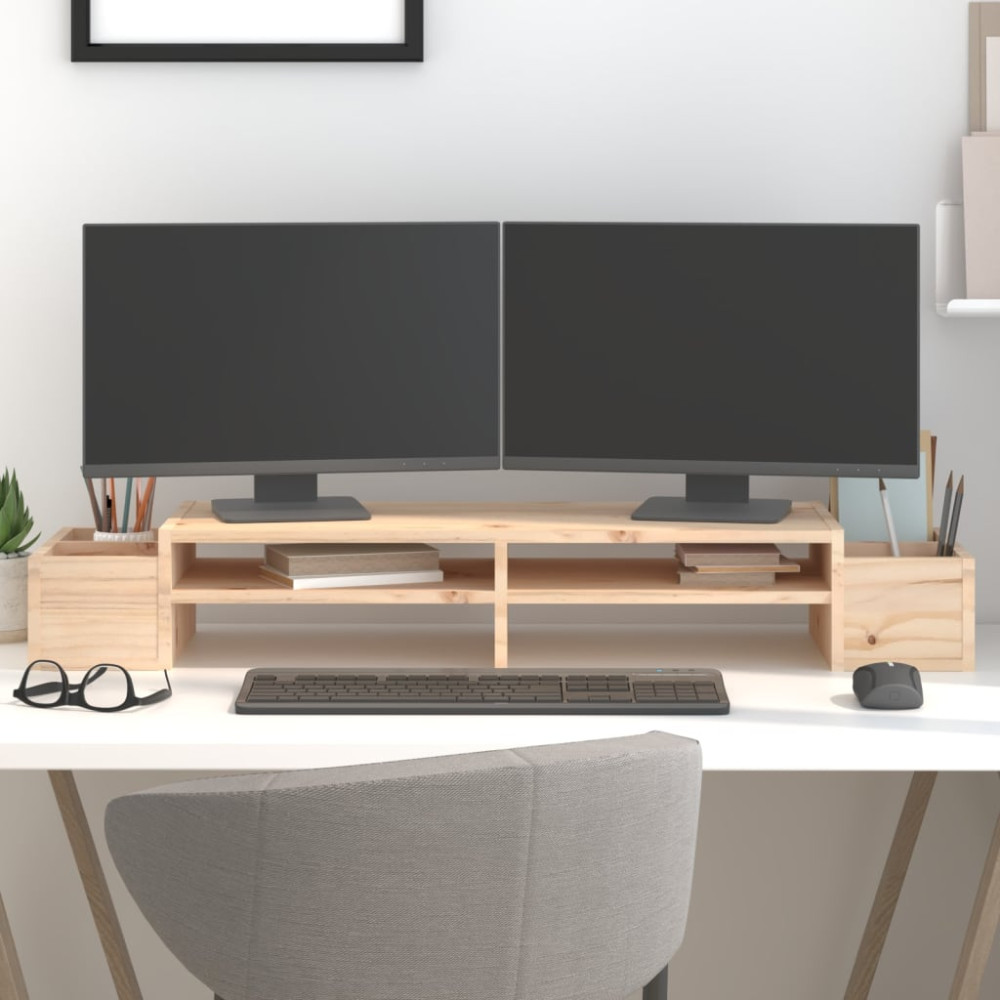 Produktbild för Skärmställ 100x27,5x15 cm massiv furu