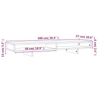 Produktbild för Skärmställ vit 100x27x14 cm massiv furu