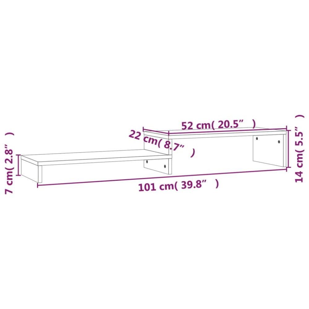 Produktbild för Skärmställ (52-101)x22x14 cm massiv furu