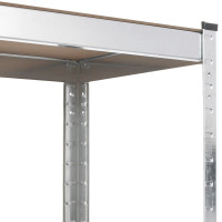 Produktbild för Arbetsbord med 5 hyllor silver stål och konstruerat trä