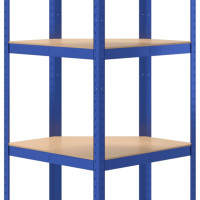 Produktbild för Hörnhylla blå stål och konstruerat trä 5 hyllplan