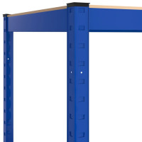 Produktbild för Hörnhylla blå stål och konstruerat trä 4 hyllplan