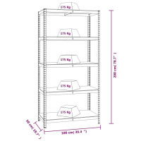 Produktbild för Förvaringshylla antracit stål och konstruerat trä 5 hyllplan
