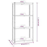 Produktbild för Förvaringshylla antracit stål och konstruerat trä 4 hyllplan