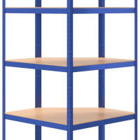 Produktbild för Hörnhylla blå stål och konstruerat trä 5 hyllplan