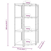 Produktbild för Hörnhylla antracit stål och konstruerat trä 4 hyllplan