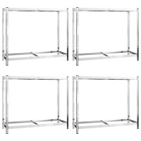 Produktbild för Däckställ 2 hyllplan silver 4 st 110x40x110 cm stål