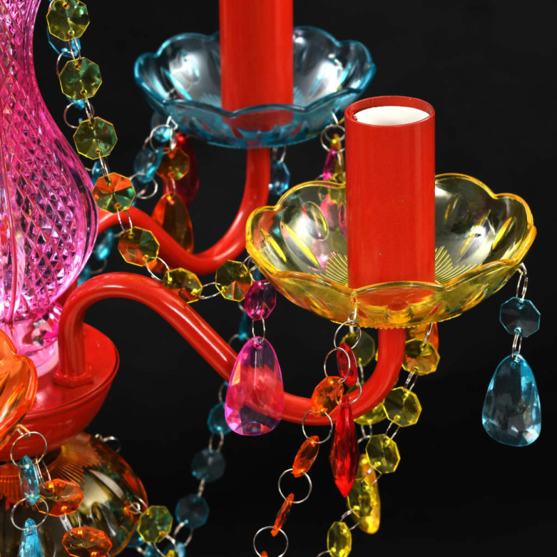 Produktbild för Takkrona med kristaller 5 glödlampor flerfärgad