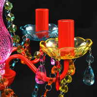 Miniatyr av produktbild för Takkrona med kristaller 5 glödlampor flerfärgad