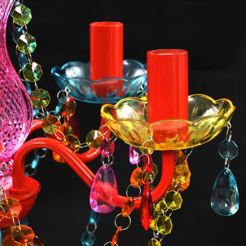 Produktbild för Takkrona med kristaller 5 glödlampor flerfärgad