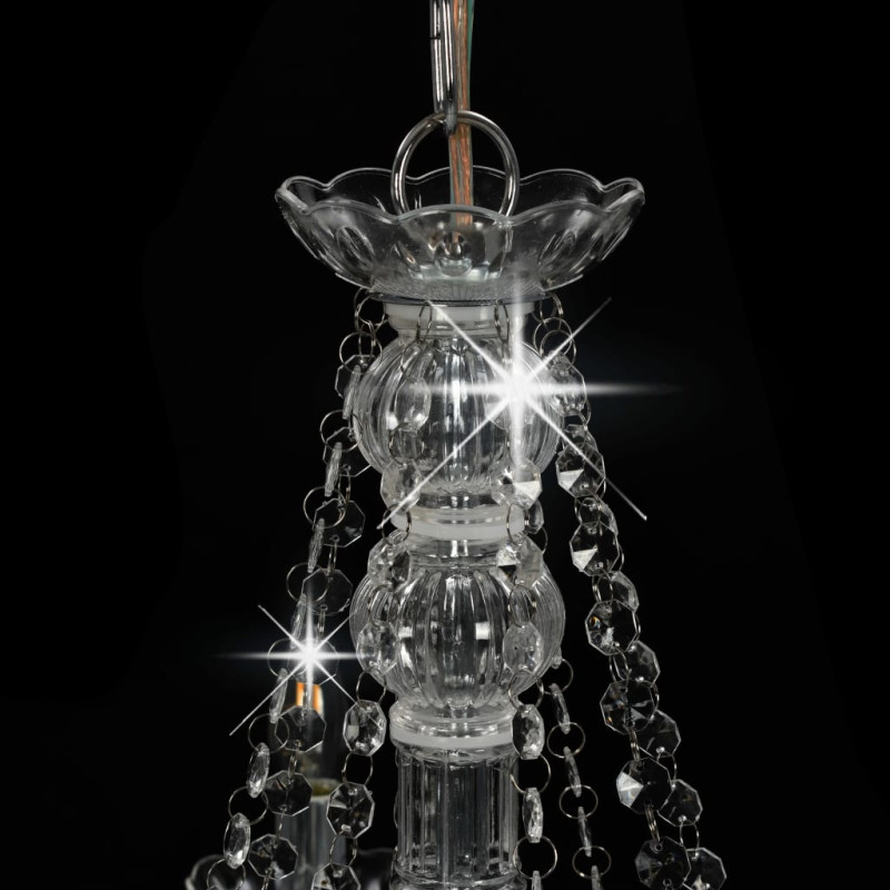 Produktbild för Takkrona med pärlor silver 8 x E14-glödlampor