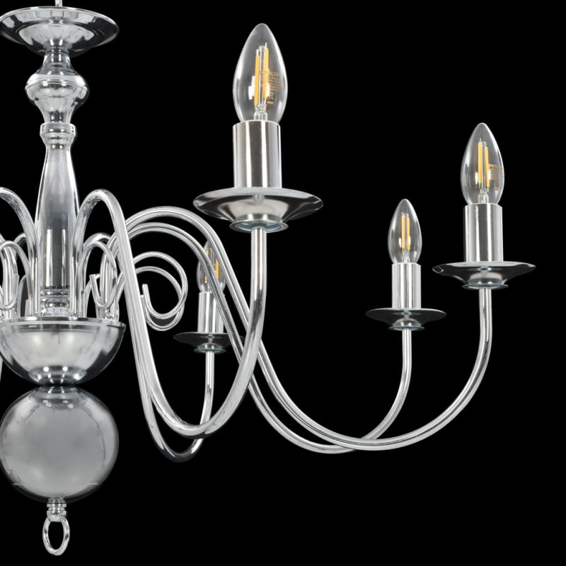 Produktbild för Takkrona silver 8 x E14-glödlampor