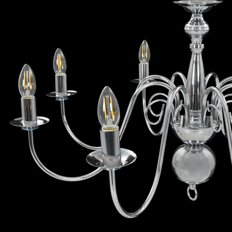 Produktbild för Takkrona silver 8 x E14-glödlampor