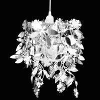 Produktbild för Taklampa Paljettlampa silverfärg 21,5x30 cm
