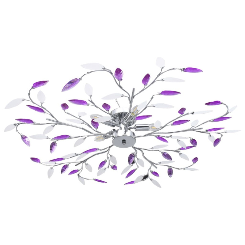 Produktbild för Taklampa med akrylblad för 5 E14-lampor lila