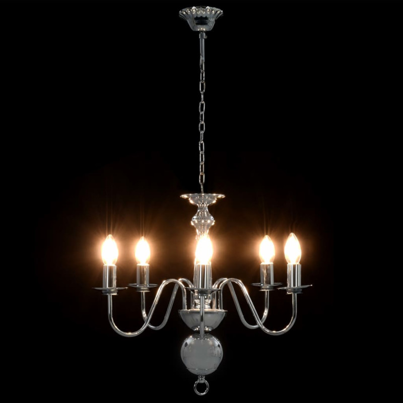Produktbild för Takkrona silver 5 x E14-glödlampor
