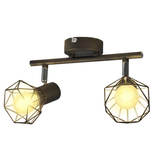 vidaXL Taklampa industri-design spotlights med 2 LED-glödlampor svart