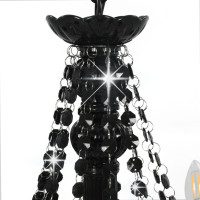 Produktbild för Takkrona med pärlor svart 12 x E14-glödlampor