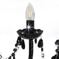 Produktbild för Takkrona med pärlor svart 12 x E14-glödlampor