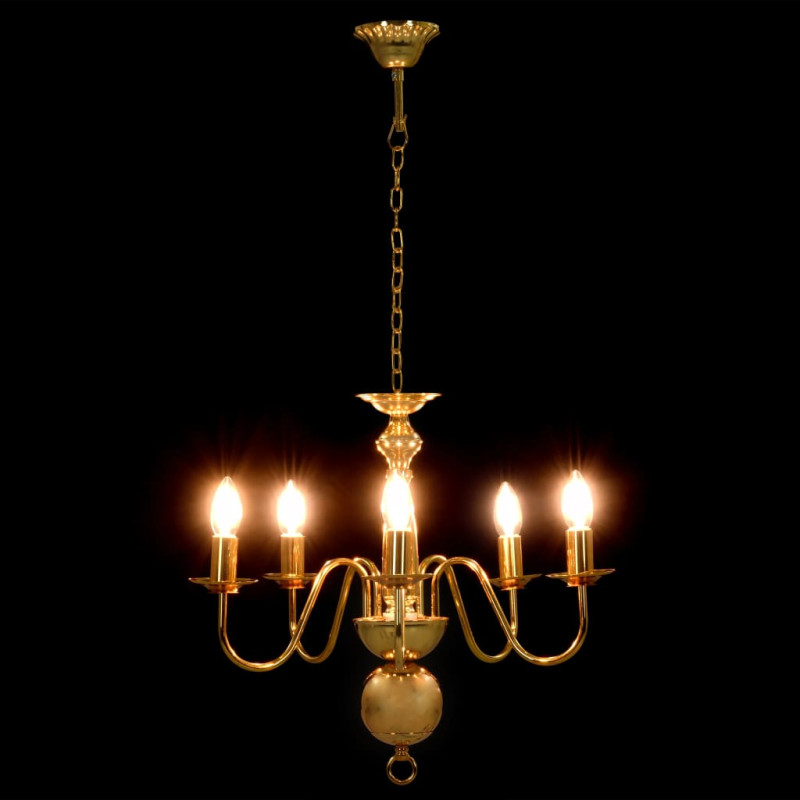 Produktbild för Takkrona guld 5 x E14-glödlampor