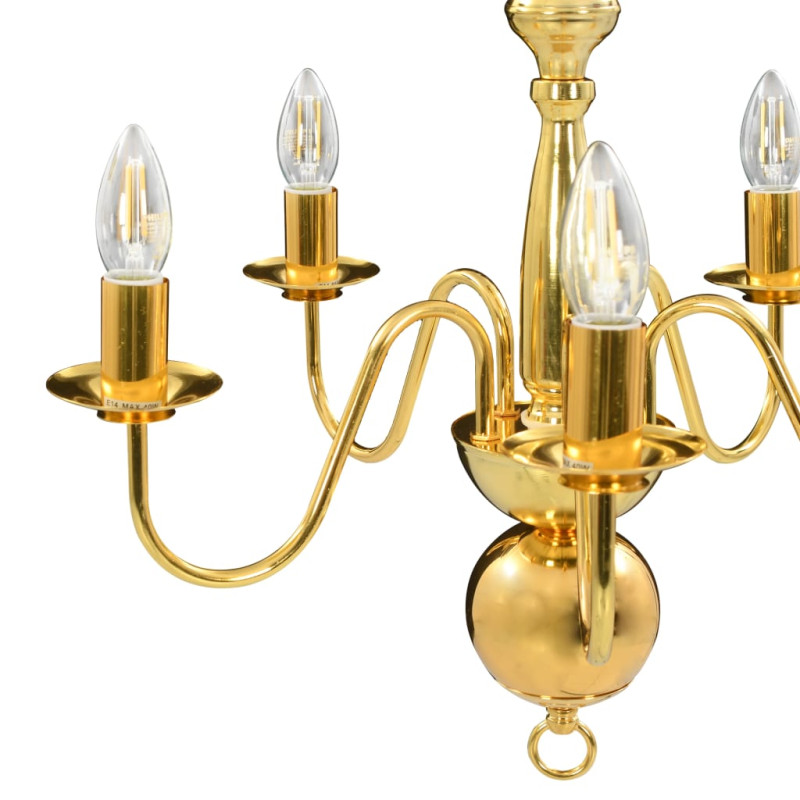 Produktbild för Takkrona guld 5 x E14-glödlampor