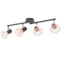 Produktbild för Taklampa med 4 spotlights E14 svart och koppar