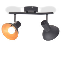Produktbild för Taklampa för 2 lampor E27 svart och guld