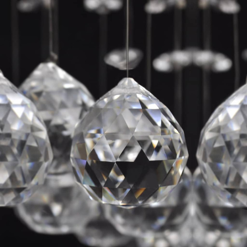 Produktbild för Taklampa med glittrande glaskristaller vit 8 x G9 29 cm