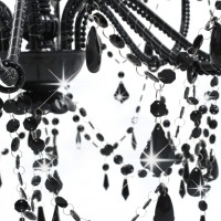 Produktbild för Takkrona med pärlor svart 8 x E14-glödlampor