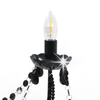 Produktbild för Takkrona med pärlor svart 8 x E14-glödlampor