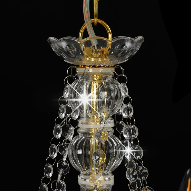 Produktbild för Takkrona med pärlor guld 8 x E14-glödlampor