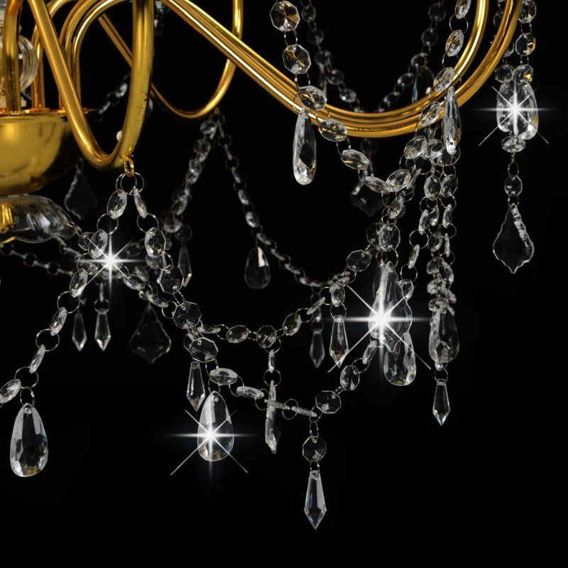 Produktbild för Takkrona med pärlor guld 8 x E14-glödlampor