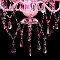 Produktbild för Takkrona med kristaller 5 glödlampor rosa