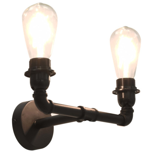 vidaXL Vägglampa 2-vägs svart 2 x E27-lampor
