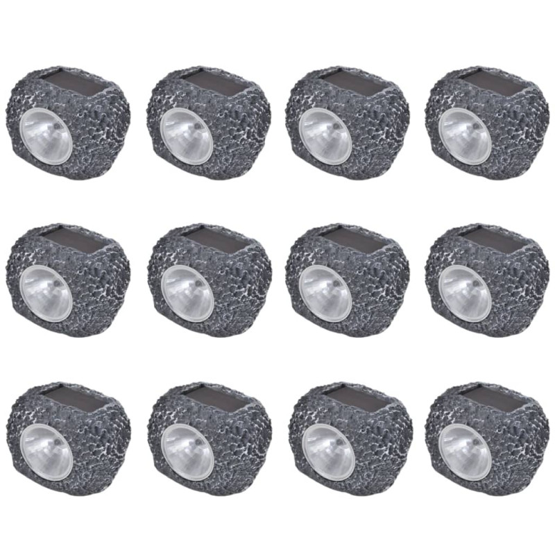 Produktbild för Soldrivna LED-spotlight 12 st stenformade