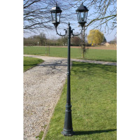 Produktbild för Trädgårdslampa 2 armar 230 cm mörkgrön/svart aluminium