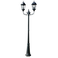 Produktbild för Trädgårdslampa 2 armar 230 cm mörkgrön/svart aluminium