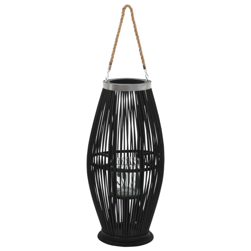 Produktbild för Hängande ljuslykta bambu 60 cm svart