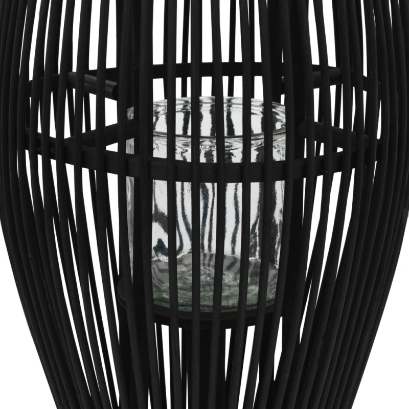 Produktbild för Hängande ljuslykta bambu 60 cm svart