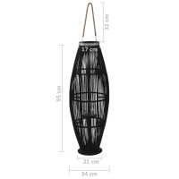 Miniatyr av produktbild för Hängande ljuslykta bambu 95 cm svart