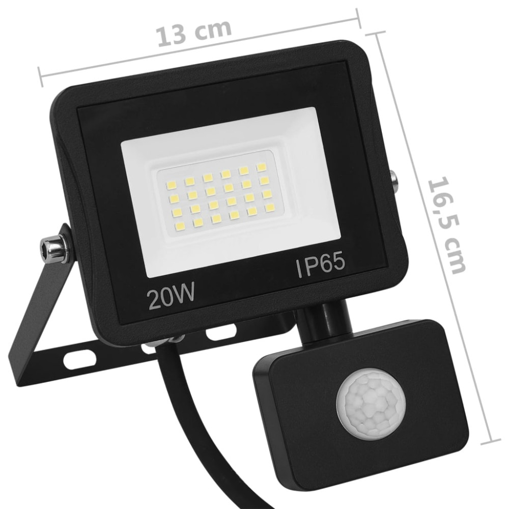 Produktbild för Strålkastare med sensor 20 W LED varmvit