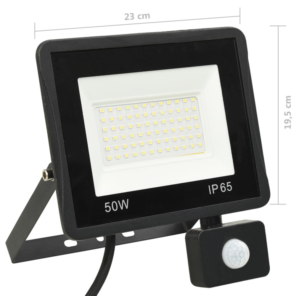 Produktbild för Strålkastare med sensor 50 W LED varmvit