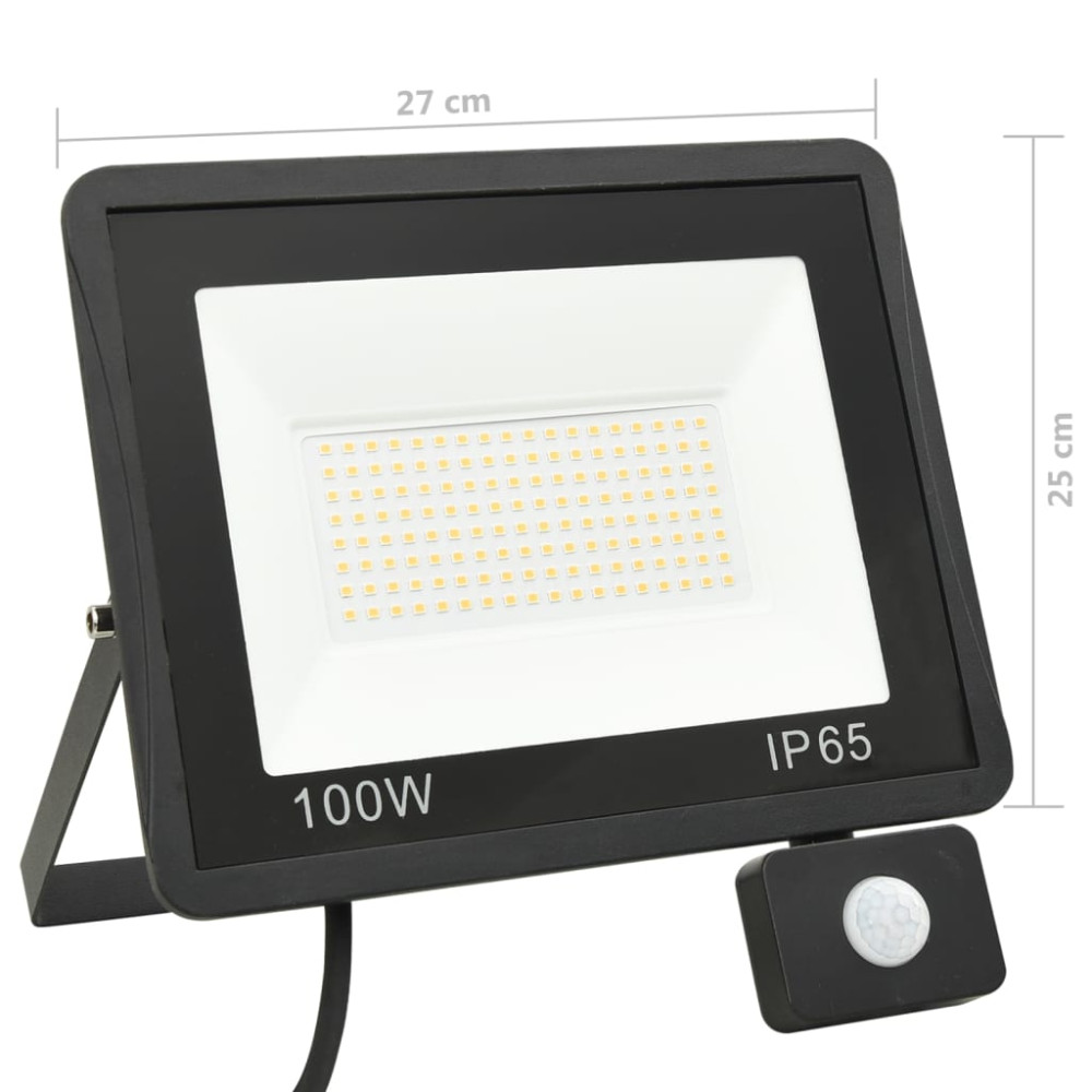 Produktbild för Strålkastare med sensor 100 W LED varmvit