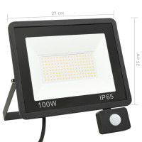Produktbild för Strålkastare med sensor 100 W LED varmvit