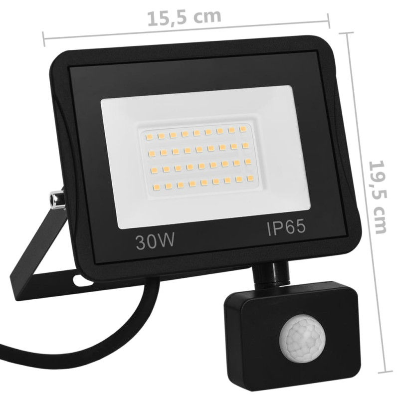 Produktbild för Strålkastare med sensor 30 W LED kallvit