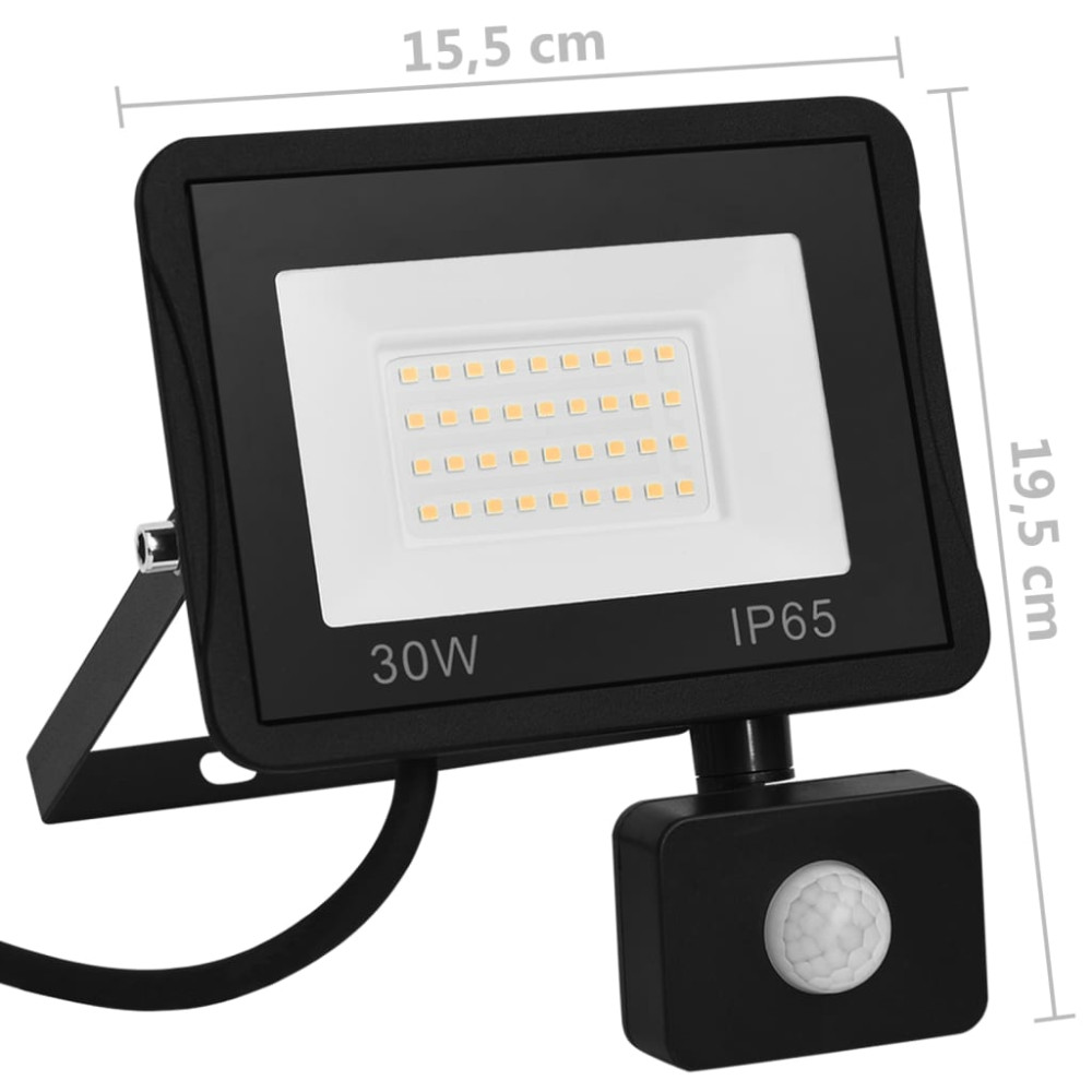 Produktbild för Strålkastare med sensor 30 W LED varmvit