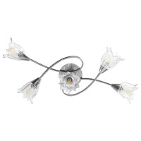 Produktbild för Taklampa med transparenta glasskärmar för 5 E14-lampor tulpan