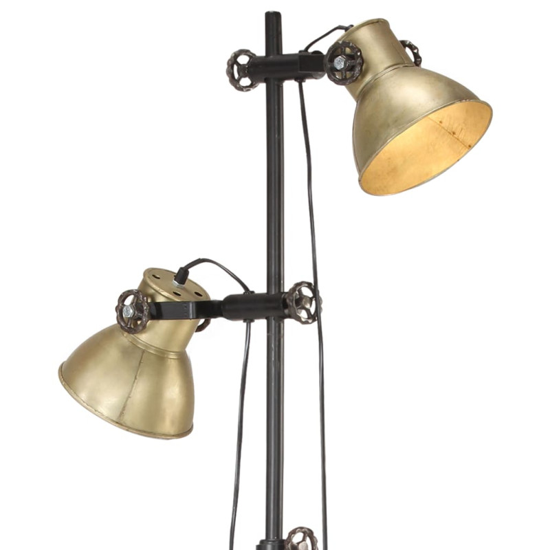 Produktbild för Golvlampa med 2 lampskärmar mässing E27 gjutjärn