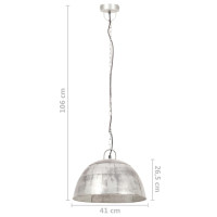 Produktbild för Hänglampa industriell vintage 25 W silver rund 41 cm E27