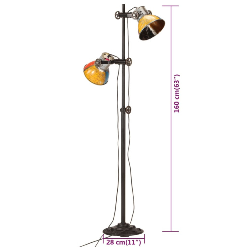 Produktbild för Golvlampa med 2 lampskärmar flerfärgad E27